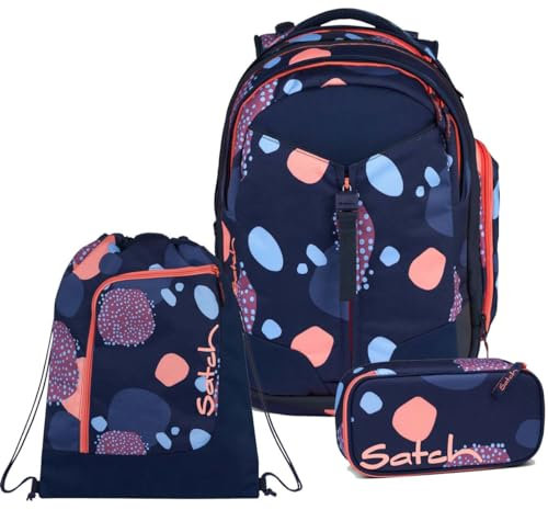 Satch Match Schulrucksack Set 3tlg. inkl. Schlamperbox und Sportbeutel (Coral Reef)
