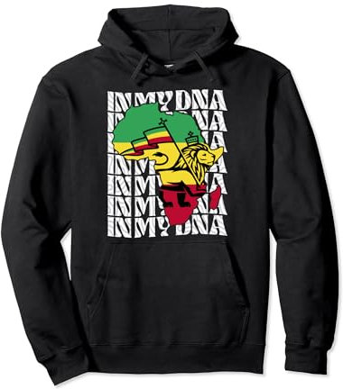 Africa In My DNA Love Africa Map Lion Of Judah Rasta Colors Pullover Hoodie