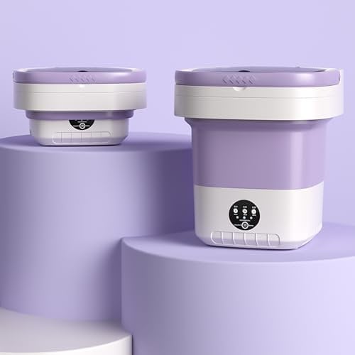 xixibuy Mini waschmaschine, Portable washing machine, Tragbare waschmaschine, Mini washing machine, Faltbare waschmaschine, Mobile waschmaschine(EU-plug)(16L-violett)