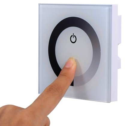 FLEXMAN Interruttore a Parete Controller LED Monocolore, DC 12V a 24V Controller LED Dimmer Touch Panel Telecomando per Strisce Luminose LED per Regolare la Luminosità Della Luce (Blanco)