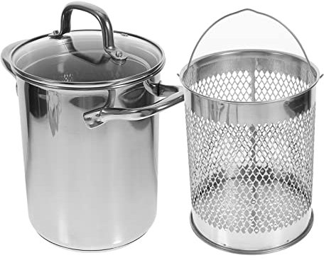 OQHAIR 1 Juego de freidora Tempura, Wok japonés, Olla para Patatas, Utensilios de Cocina de Metal, sartén de cocción Profunda, escurridor de Goteo de Aceite, Estante de Acero, Utensilios