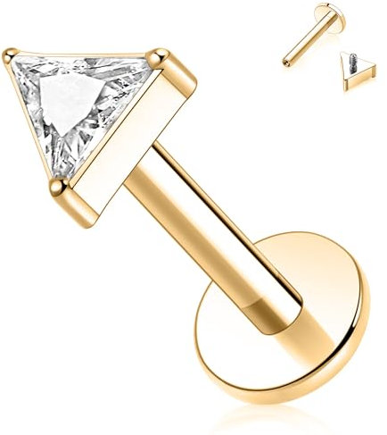 AROWRO Titan Tragus Medusa Conch Helix Monroe Philtrum Piercing Schmuck 16g Labret Tragus Lip Cartilage Medusa Schmuck Internally Threaded Lip Rings 6mm Gold