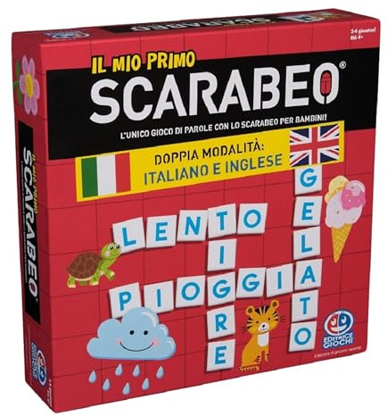 Editrice Giochi Il Mio First Scarabeo, Italienisch-Englische Ausgabe, Brettspiel, Spiel zum Lernen von Buchstaben und Worten, Brettspiele für Kinder, von 2 bis 4 Spielern, 4 Jahre