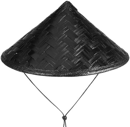IMIKEYA Bambushut chinesischer japanischer Samurai Hut Schwarz Bambus Hut Cosplay Requisite für Männer Frauen, 36CM