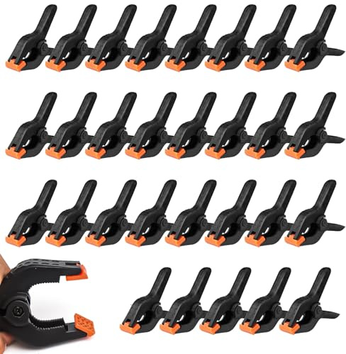 Sqxaldm 30 Stück Federzwingen 2 Zoll Nylon Federklemmen Halteklammern Klemmzwingen Einhandzwinge Kunststoff Spannklemmen für die Holzbearbeitung für DIY-Projekte, Fotostudios, Fotohintergrund
