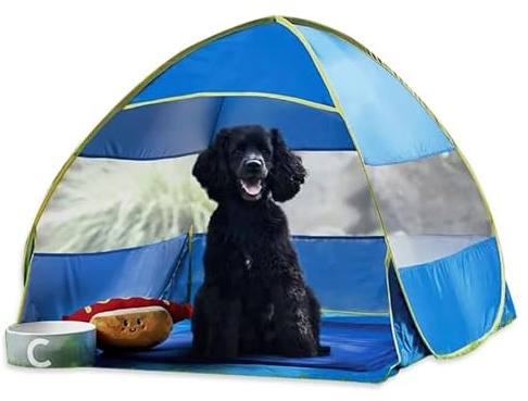 AAMEN Pet Pop Up Shelter, Dog Cat Camping Tent, Dog Beach Tents Sun Shelter, Play Tent House Portable Sun Shelter Pet Tents for Dogs Cats Puppy Kitty Other Small Animals, Blue Outdoor Playtent