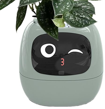 Maceta inteligente de 11,4 x 10 x 9,6 cm, maceta inteligente, maceta inteligente para plantas de interior, maceta inteligente para el hogar, maceta de interior recargable por USB, maceta inteligente