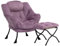 HollyHOME Armchair with Footstool Comfy Chair, Chairs for Living Room Relax Chair Bedroom Chair Reading Chair Accent Chair Arm Chair with Steel Frame, Plush Purple