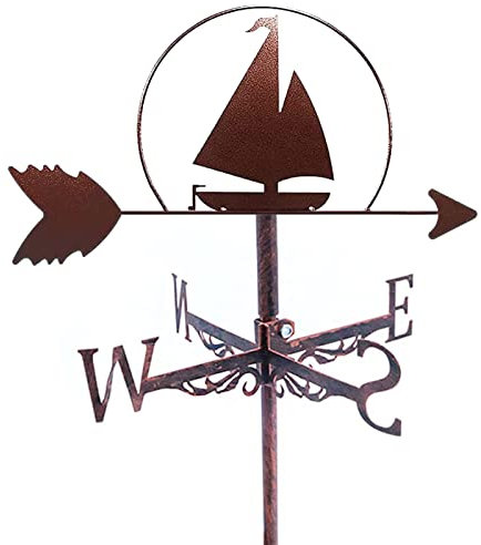 QXGJTLI Weathervane Iron Durable Retro Small Sailboat Shape Weather Vane Wind Direction Indicator for Farm Yard Garden Gazebo Decorations