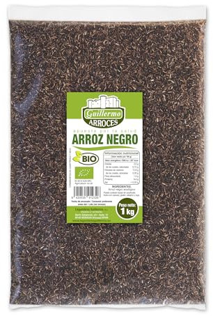Guillermo | Arroz negro BIO - Bolsa de 1 kg. | 100% ecológico | 20% más rico en fibras y un 30% más rico en proteínas | Aumenta la sensación de saciedad | Ayuda a bajar de peso