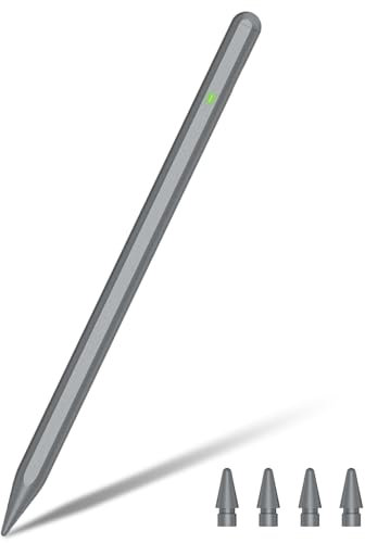 Lápiz para iPad (2018-2024) con Carga rápida de 15 min Rechazo de Palma y sensibilidad a la inclinación, para iPad Pro 13''/12.9''/11'', iPad 10/9/8/7/6, iPad Mini 6/5, iPad Air 5/4/3/M2 (Gris)