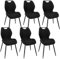 WAFTING Esszimmerstühle 6er Set, Gepolsterter Stuhl mit Hohe Rückenlehne aus Stoff und Schwarz Lackierte Metallfüße, für Esszimmer, Schlafzimmer und Empfang, Schwarz