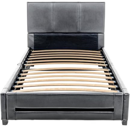 Home Deluxe - LED Bett Asteroid - Dunkelgrau, 90 x 200 cm - Inkl. Lattenrost I Polsterbett Design Bett inkl. Beleuchtung