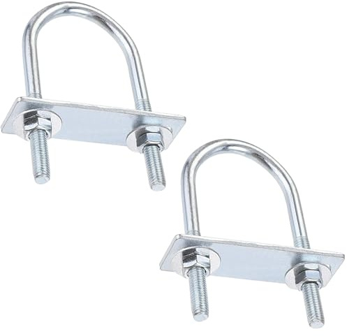 LEPEVNEY Lot de 2 boulons en U ronds M8, largeur intérieure de 45 mm, longueur 100 mm, boulons en U en acier avec écrous, plaques, rondelles pour véhicules de construction et de bateaux, 2 ensembles