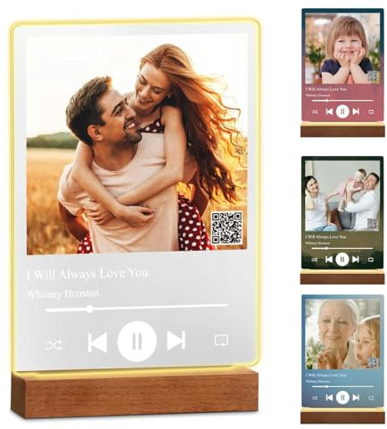 Maverton Spotify LED Acrylglas mit Foto - Personalisierte Geschenke mit Scannbar QR Code - Song Cover Glas Foto mit LED-Beleuchtung - im Spotify Musik Cover Design - Fotogeschenk - Größe: L/XL