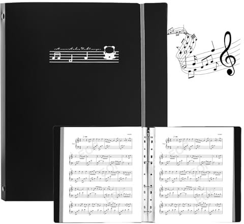 A4 Notenmappe für Notenblätter, Music Sheet Chormappe A4 Ringbuch 70 Taschen/140 Seiten Wasserdicht Präsentationsmappe für Musikpartitur Klavier Gitarre Violine