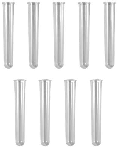 FineInno 9Pcs Reagenzgläser Acrylic Test Tubes Reagenzglas Runder Boden für Blumen Zum Hängen Reagenzglas-Vase Epoxy Molds für Silikonform Vase(9 durchsichtige Reagenzgläser)