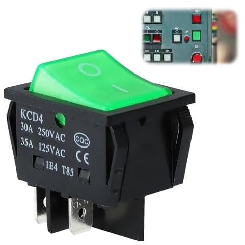 Green Power Switch Turn On/Off Button for Numatic 'Henry' Hoover Hetty James George and Other Hoover Rocker Style Vacuum Premium Spare Electronics Replacement Boat Rocker Switch AC 250V 30A