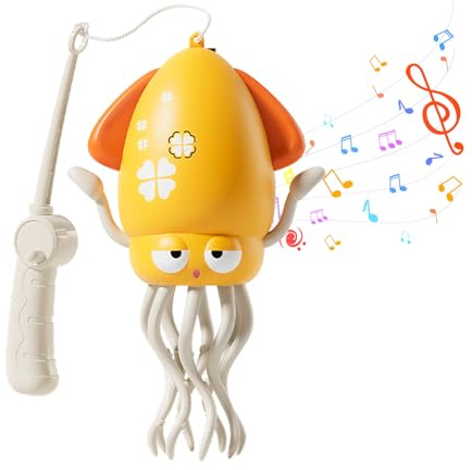 BafanglaiUK Electric Dancing Octopus Toy, 2025 Elektrisch Tanzender Oktopus Spielzeug, Tanzenden Oktopus Baby Spielzeug Mit LED-Lichtern Und Musik, Automatisch Hindernisvermeidung,Geschenk (Gelb