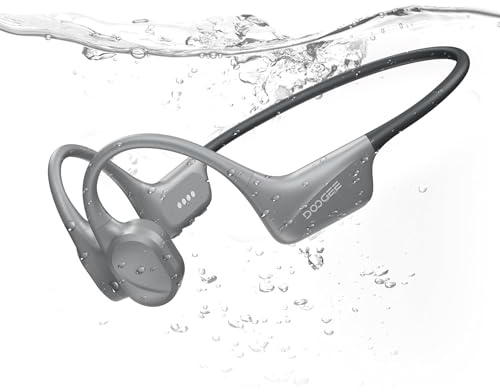 DOOGEE Knochenschall Kopfhörer, IP68 Wasserdicht Schwimmen Kopfhörer, Bluetooth 5.4 Sportkopfhörer, 32GB MP3 Player, Hautfreundliches Silikon, Open-Ear für Laufen, Radfahren, Fitness