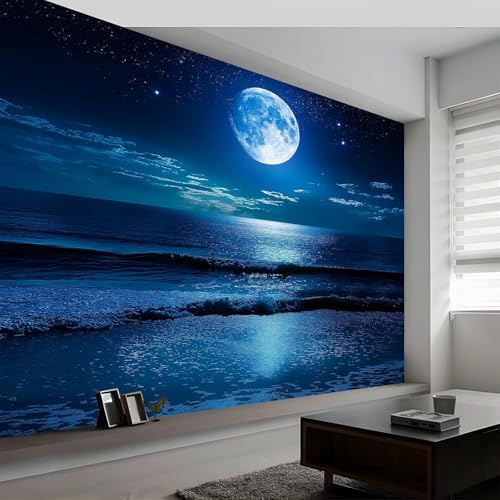Fototapete Mond Tapete 150 x 105 cm (WxH) Fototapeten Schlafzimmer Wohnzimmer Moderne 3D Effekt Wandtapete Mond Vliestapete Wand Dekoration Poster Foto Tapeten q.7371