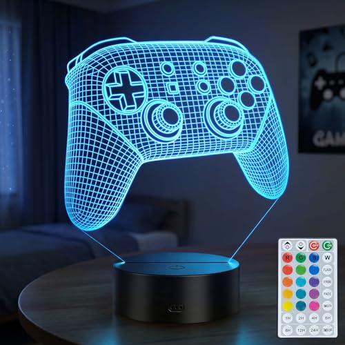 DAHEYMA Gamepad 3D Illusion Lamp, Gamer Gift for Boys Men