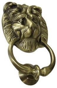 Signs and Numbers Door Knocker Antique Brass Lion