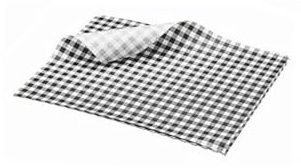 Genware PN1487GBK Greaseproof Paper, Gingham Print, 25 cm x 20 cm, Black