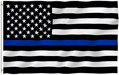 Anley Fly Breeze 3x5 Fuß Thin Blue Line USA Flagge - Lebendige Farbe und UV-beständig - Canvas Kopf- und Doppelnaht - Auszeichnung für Strafverfolgungsbehörden Flaggen Polyester mit Messingösen
