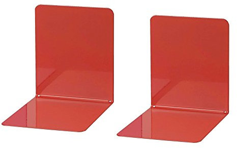 Wedo 1021102 Buchstütze (aus Metall, breite Ausführung, 14 x 12 x 14 cm) 2 Stück, rot