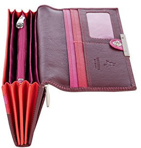 VISCONTI ® Portafoglio Donna Vera Pelle con protezione RFID - XL 18 x 9 cm - Porta Carte di Credito con Portamonete Borsellino Portafogli Porta Banconote -COLORADO - Prugna/Plum