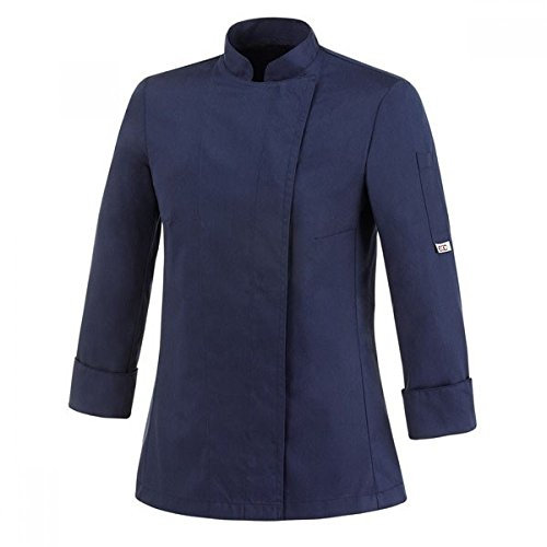 EGOCHEF Damen Kochjacke blau Navy Slim FIT Druckknöpfe (XL=46/48)