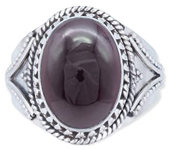 mantraroma Ring Silber 925 Damen Granat Edelstein rot ausgefallen verspielt