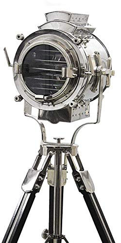 Projecteur vintage moderne à collectionner, chromé, avec trépied à vis, noir