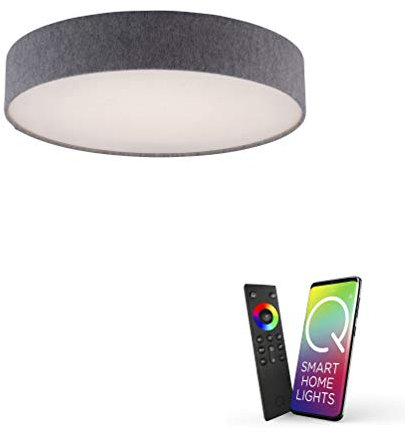 Paul Neuhaus, Q-Kiara, LED Deckenleuchte, Ø58cm, Smart Home, steuerbar via App, kompatibel mit Alexa, dimmbar mit Fernbedienung, Farbtemperatursteuerung