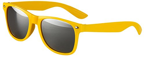 Ciffre Sonnenbrille Nerdbrille Nerd Retro Look Brille Pilotenbrille Vintage Look - ca. 80 verschiedene Modelle Viele Farben (Gelb-Silber-Verspiegelt)