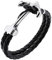MENDOZZA Herren Anker Armband Leder Edelstahl Schwarz Silber (Edelstahl (Silber), 21)