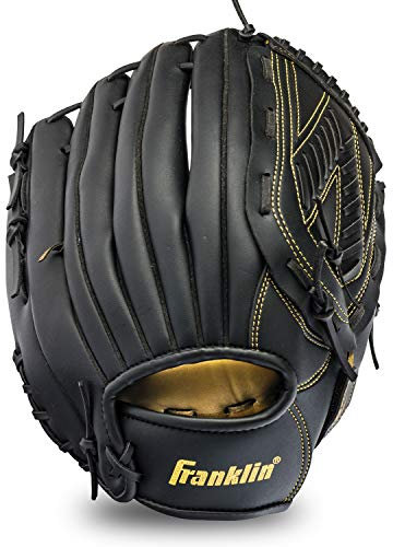 Franklin Sports Baseball and Softball Glove - Field Master - Baseball and Softball Mitt - Adult and Youth Glove - Right Hand Throw - 13 - Black/Gold