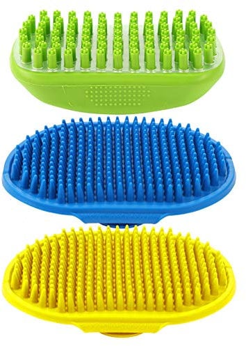 Fantesi 3-in-1 Dog & Cat Grooming Brush - Rubber Bath & Massage Brush for Short & Long Hair