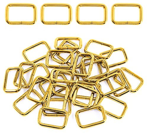 Swpeet 60 Stück 25 mm robuste Metall-Ringschnallen-Gurtbänder, gold, 25