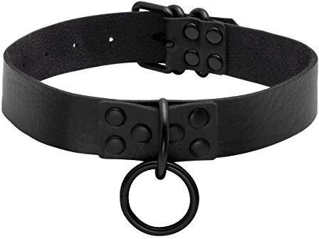 Eigso Punk Halsband Rock Gothic Kragen Halskette Schwarz Einstellbar für Damen Herren Biker