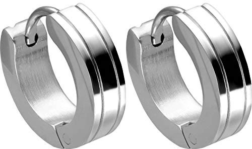FILANGO 1 Paar Chirurgenstahl Kreolen LINIEN matt silberfarben Schmuck Ohrringe