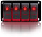 KAOLALI 4-Gang-Kippschalter, ON-OFF, IP65, wasserdicht, 12 V, 24 V, LED-Kippschalter, für Boot, Wohnmobil, Auto, LKW, Anhänger, Yacht (rot)