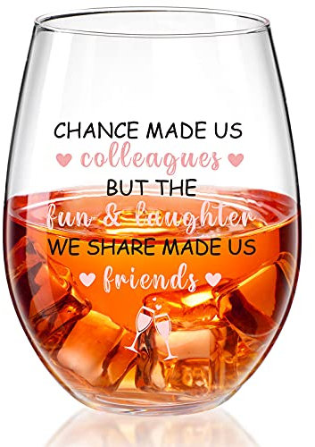 Patelai Chance Made Us Colleagues Glass 17Oz Stemless Wine Glass Coworker Friend BFF Present for Coworkers Going Away Employees Leaving Retirement Birthday Christmas