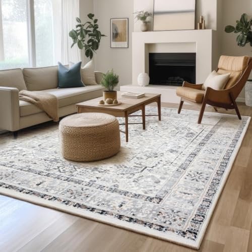 Carpeto Rugs Ethno Vintage Teppich - Kurzflor - Weich Teppich für Wohnzimmer, Schlafzimmer, Esszimmer - ÖKO-TEX Wohnzimmerteppich - Teppiche - Creme - 160 x 220 cm