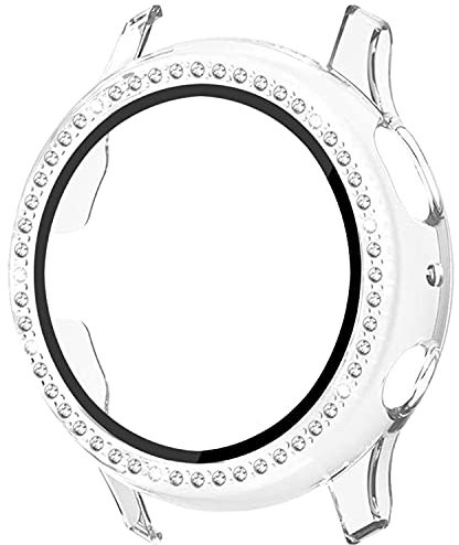 Miimall für Samsung Galaxy Watch Active 2 44mm 40mm Schutzhülle mit Glas Displayschutz, Glitzer Strass Ultradünner PC Schutzrahmen Voller Schutz für Galaxy Watch Active 2 40mm - Klar