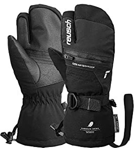 Reusch Lando R-TEX XT Junior Lobster sehr warme, wasserdichte und atmungsaktive 3-Fingerhandschuhe Winterhandschuhe Skihandschuhe Kinder Kids Jugendliche Mädchen Jungen, schwarz-Silber, 5,5