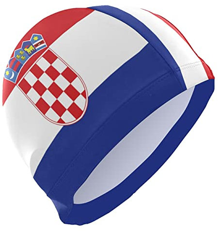 Dallonan Badekappe Kroatien Flagge Unisex Erwachsene Badekappe Polyester