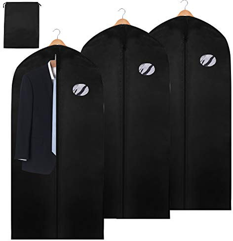 Jopassy Premium Kleidersack Anzug 3 Stück 128 x 60 cm inkl. Schuhbeutel Mit PE-Folie Dicker Vliesstoff Hochwertige Kleiderhülle für Anzug und Kleid Atmungsaktive Anzugtasche für Reisen