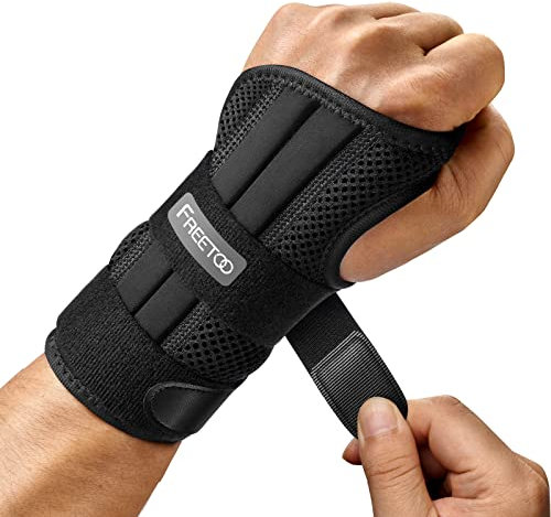 FREETOO Arzt Genehmigte Handgelenk Bandage mit 3 Schienen,Verstellbare Tag-Nacht-Handgelenkbandage für Männer Frauen,Bandage Handgelenk für Arthritis, Sehnenentzündung, Verstauchung, Sportschutz